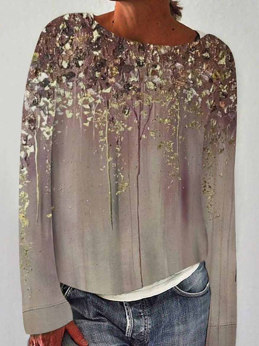Lässig Rundhals Abstrakt Sweatshirt