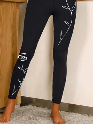 Lässig Geblümt Lang Leggings