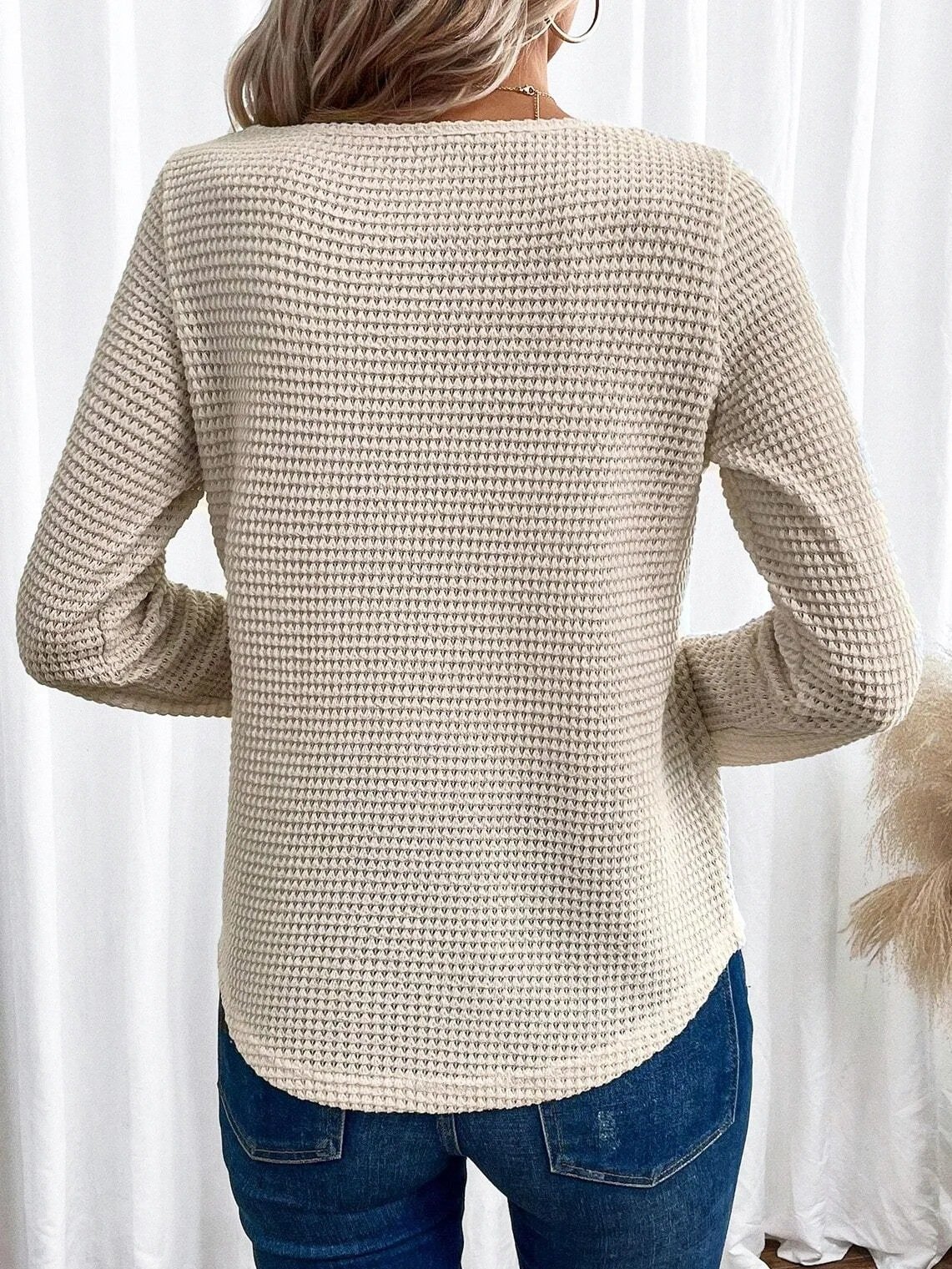 Langarm Geometrisch Spitze Regelmäßig Mikroelastizität Weit Bluse für Damen