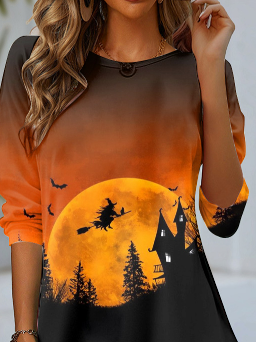 Lässig Halloween Rundhals Langarm T-Shirt