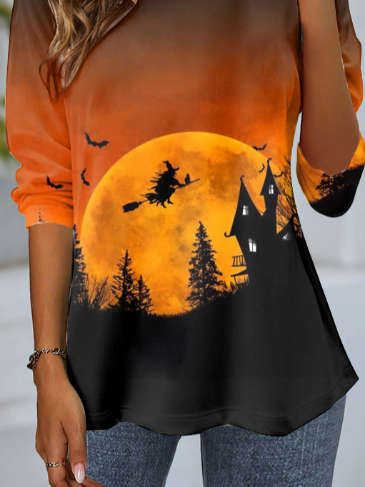 Lässig Halloween Rundhals Langarm T-Shirt