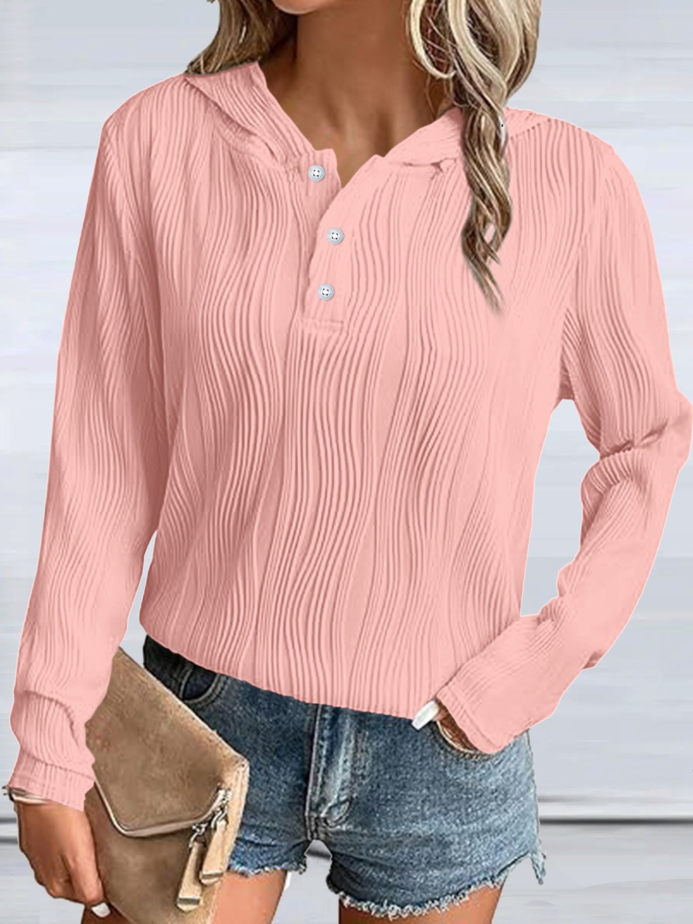 Lässig Kapuze Unifarben Kapuze Jacquard