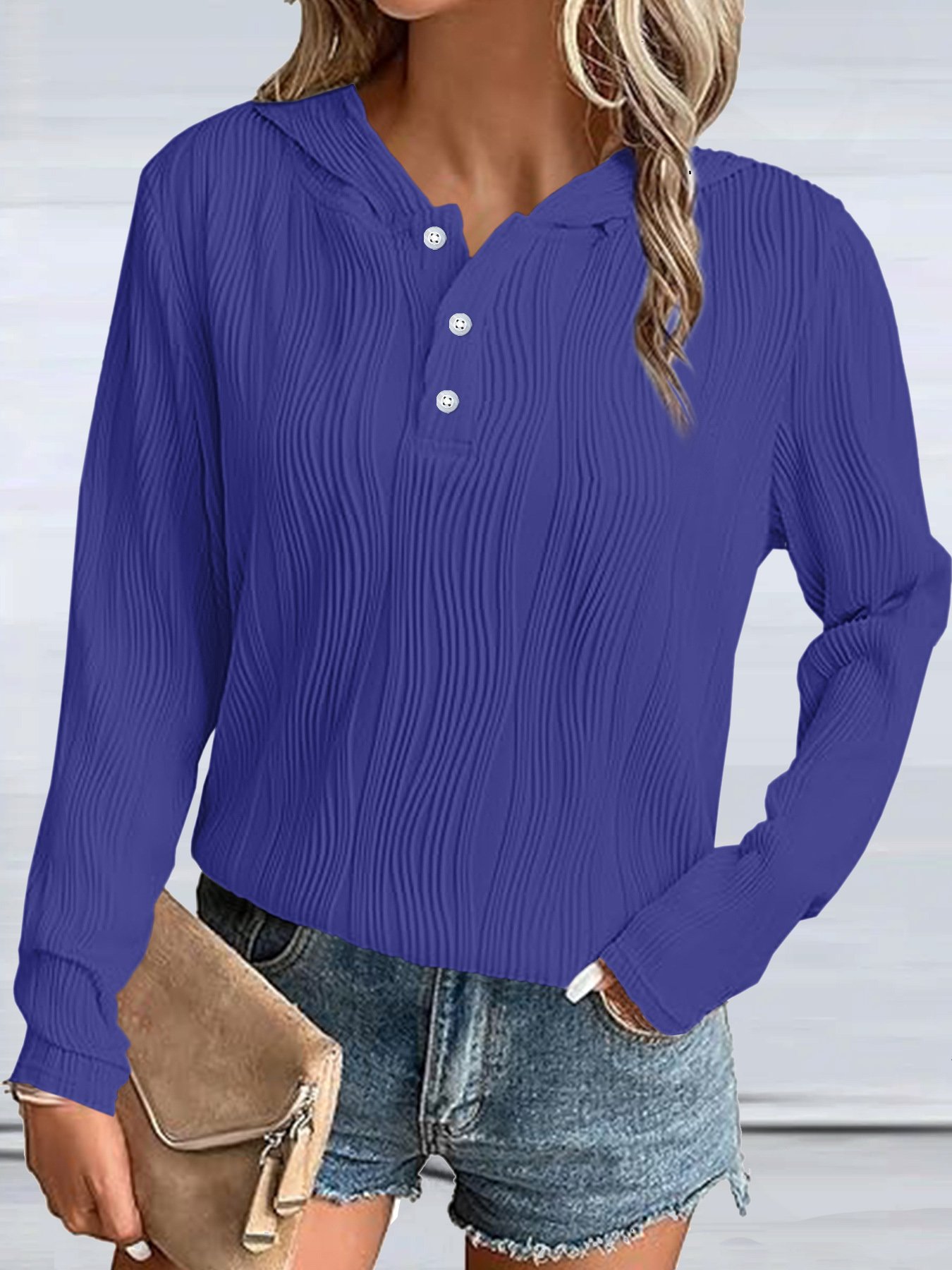 Lässig Kapuze Unifarben Kapuze Jacquard