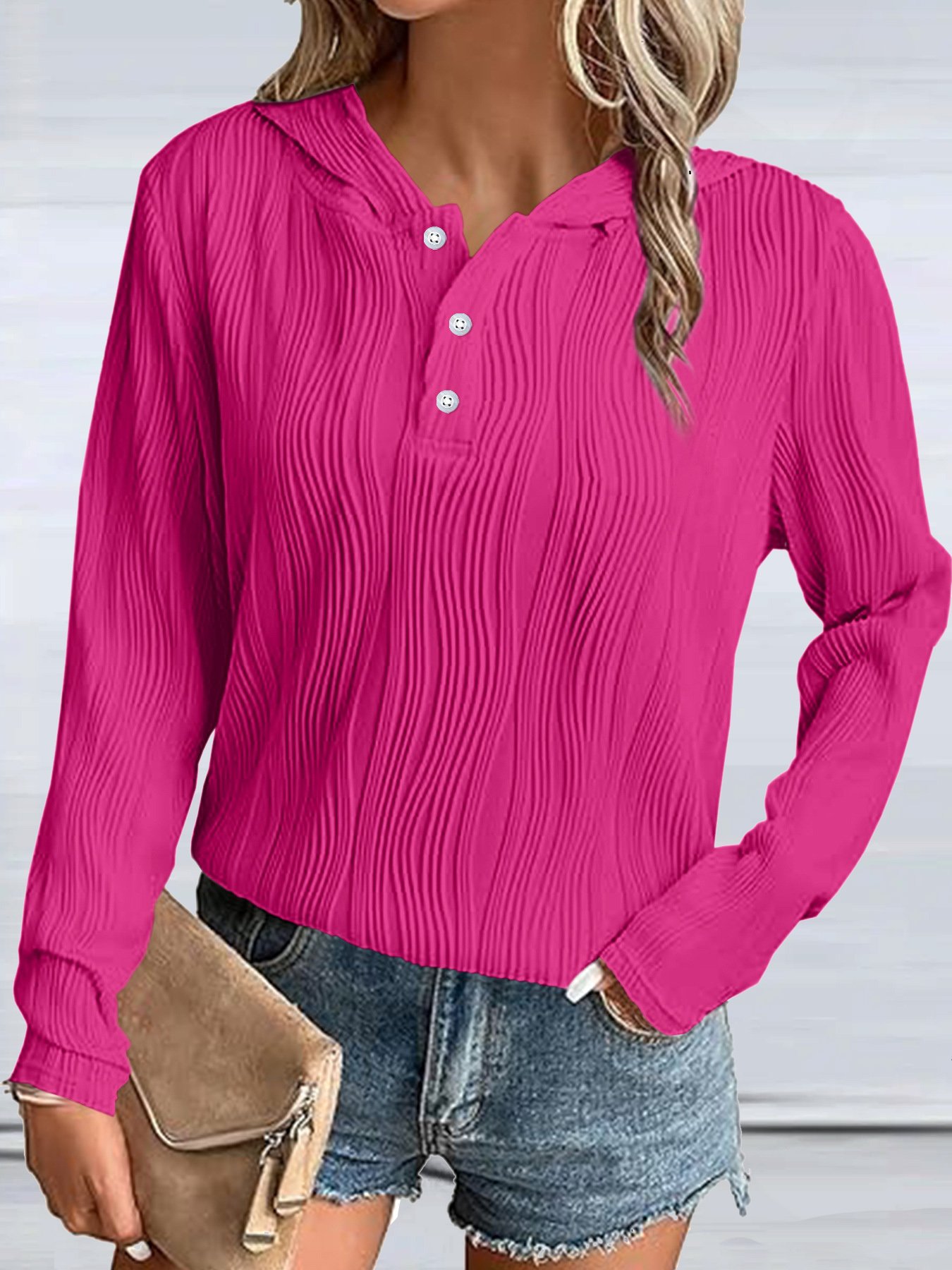 Lässig Kapuze Unifarben Kapuze Jacquard