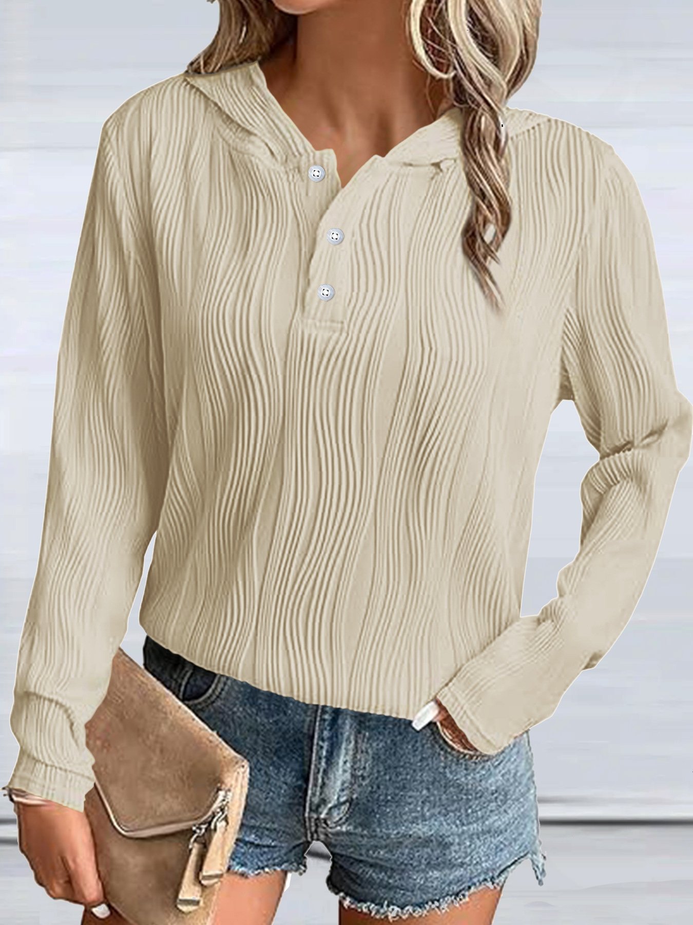 Lässig Kapuze Unifarben Kapuze Jacquard