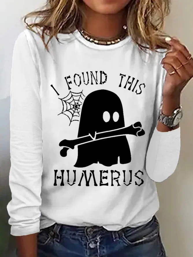 Lässig Halloween Rundhals Langarm T-Shirt