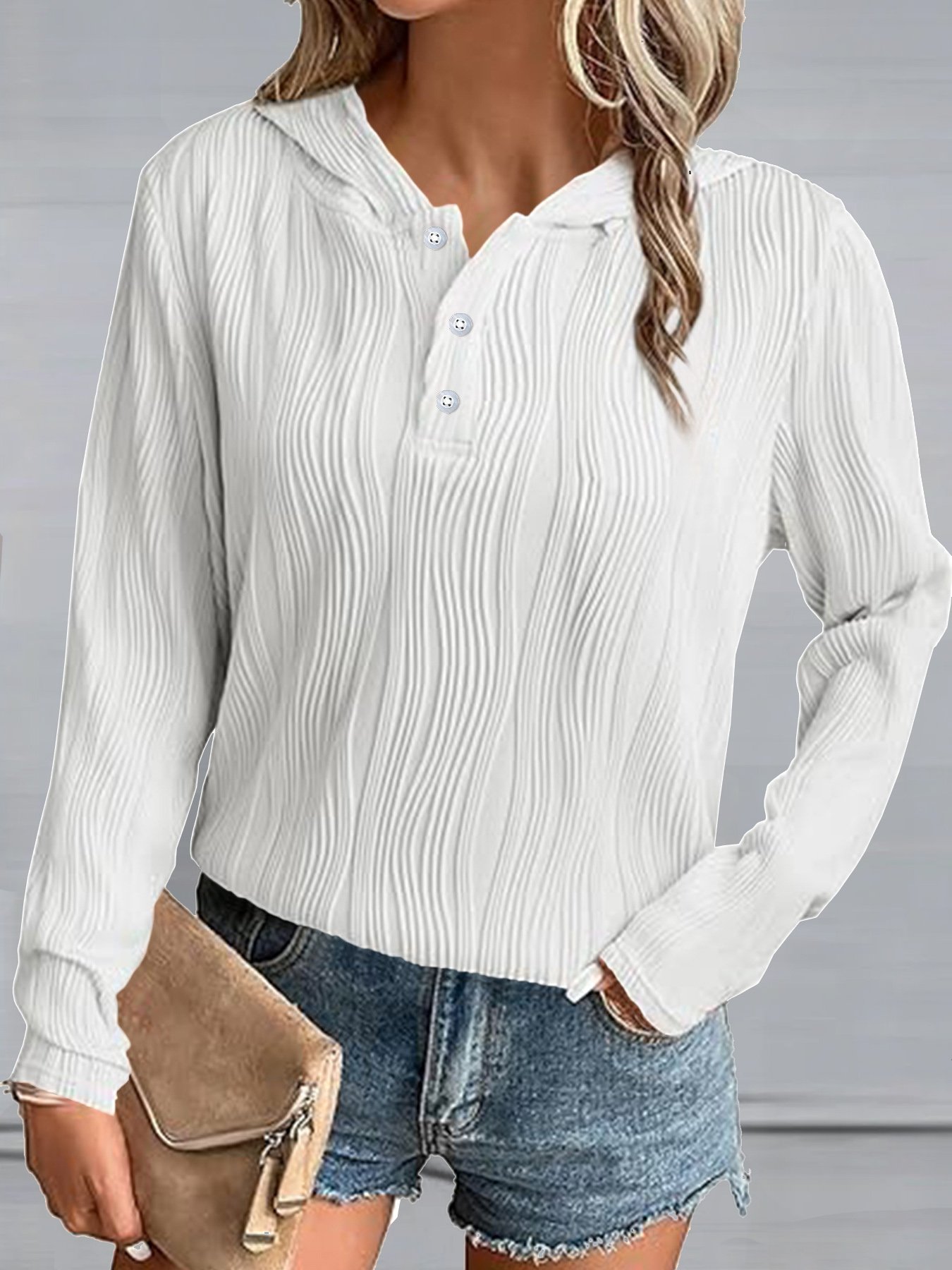 Lässig Kapuze Unifarben Kapuze Jacquard