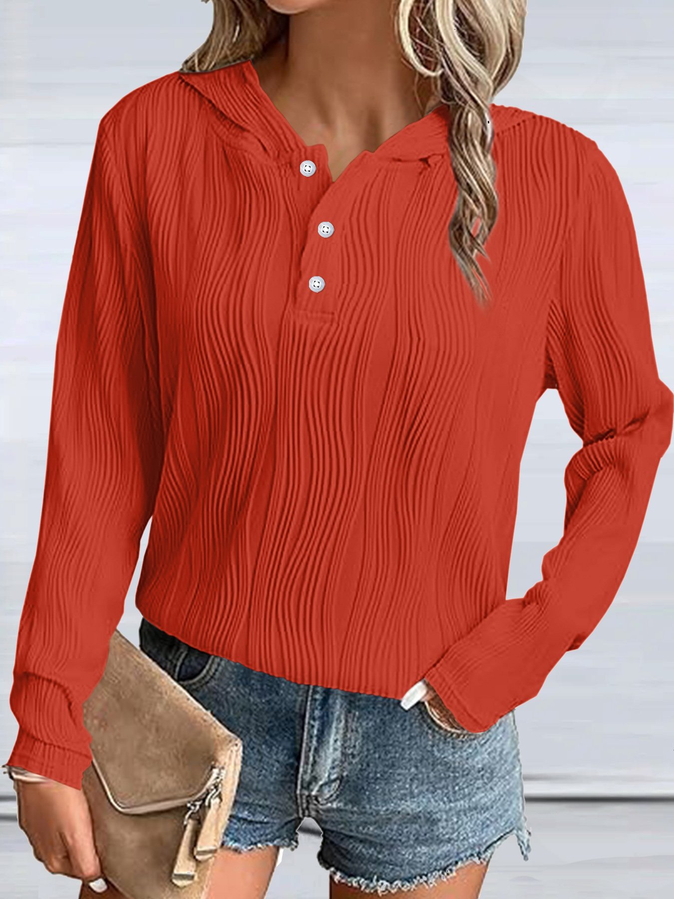 Lässig Kapuze Unifarben Kapuze Jacquard