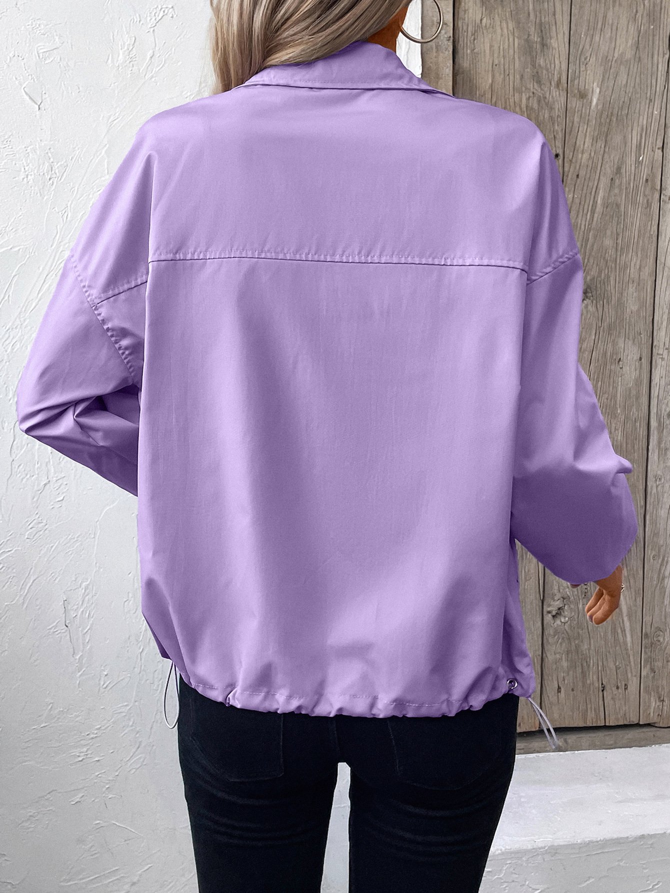 Damen Unifarben Regelmäßig Weit Jacke