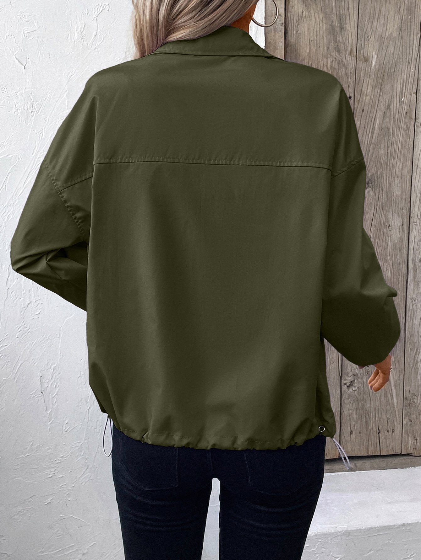 Damen Unifarben Regelmäßig Weit Jacke