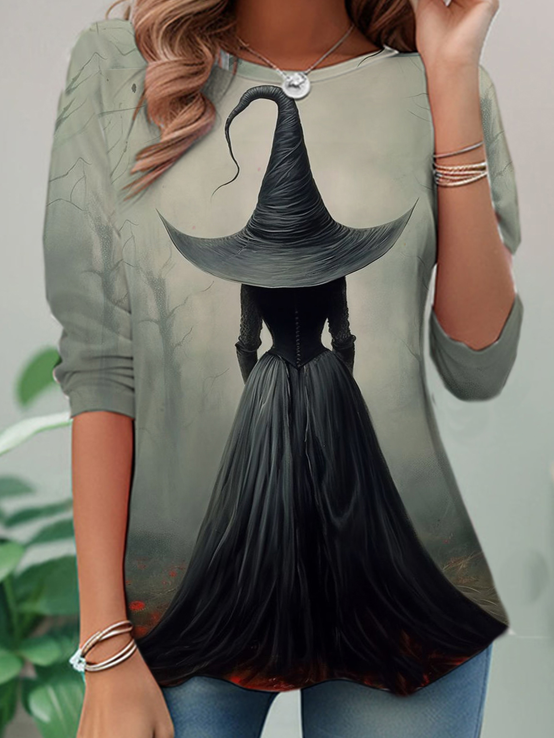Lässig Halloween Rundhals Langarm T-Shirt