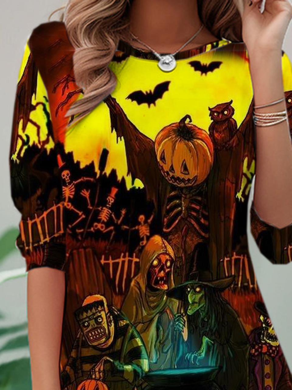 Lässig Halloween Rundhals Langarm T-Shirt