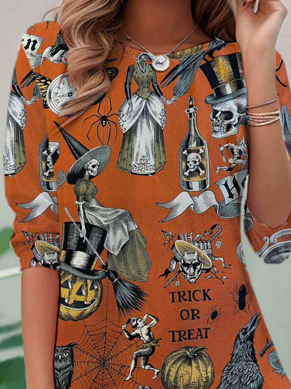 Lässig Halloween Rundhals Langarm T-Shirt