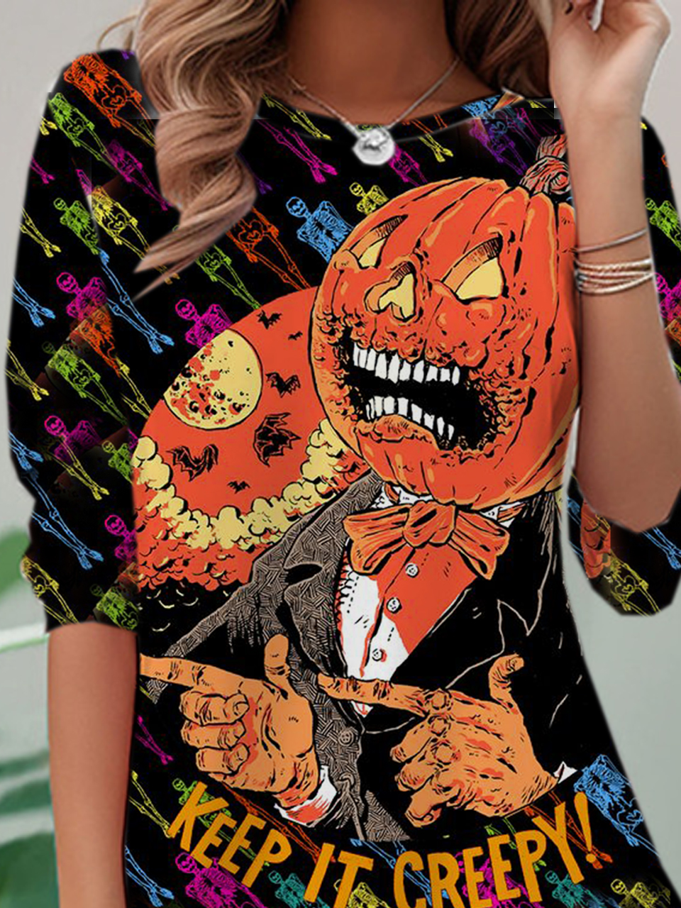 Lässig Halloween Rundhals Langarm T-Shirt