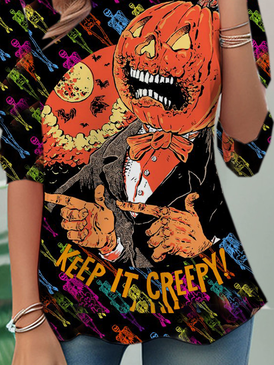 Lässig Halloween Rundhals Langarm T-Shirt