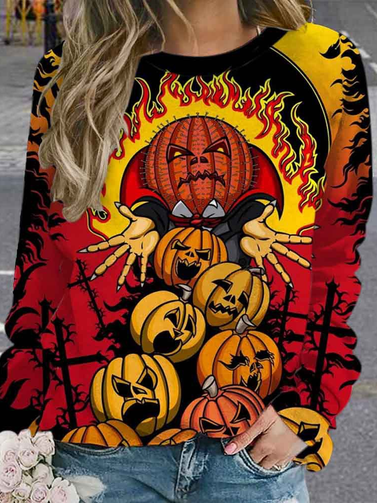 Lässig Rundhals Halloween Sweatshirt