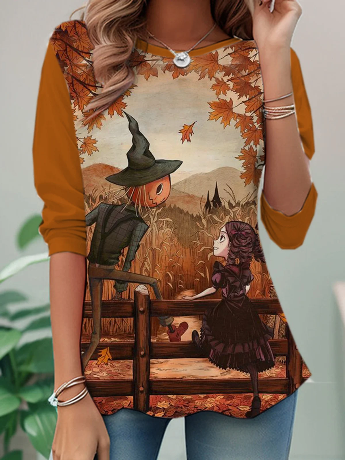 Lässig Halloween Rundhals Langarm T-Shirt
