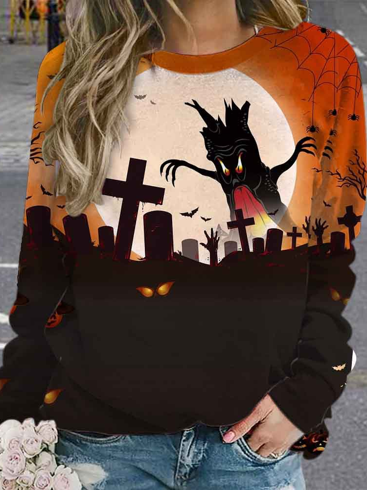 Lässig Rundhals Halloween Sweatshirt