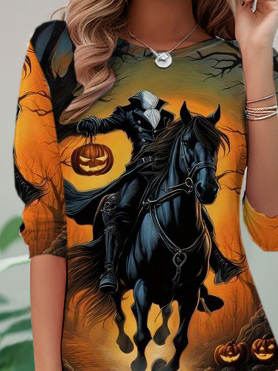 Lässig Halloween Rundhals Langarm T-Shirt