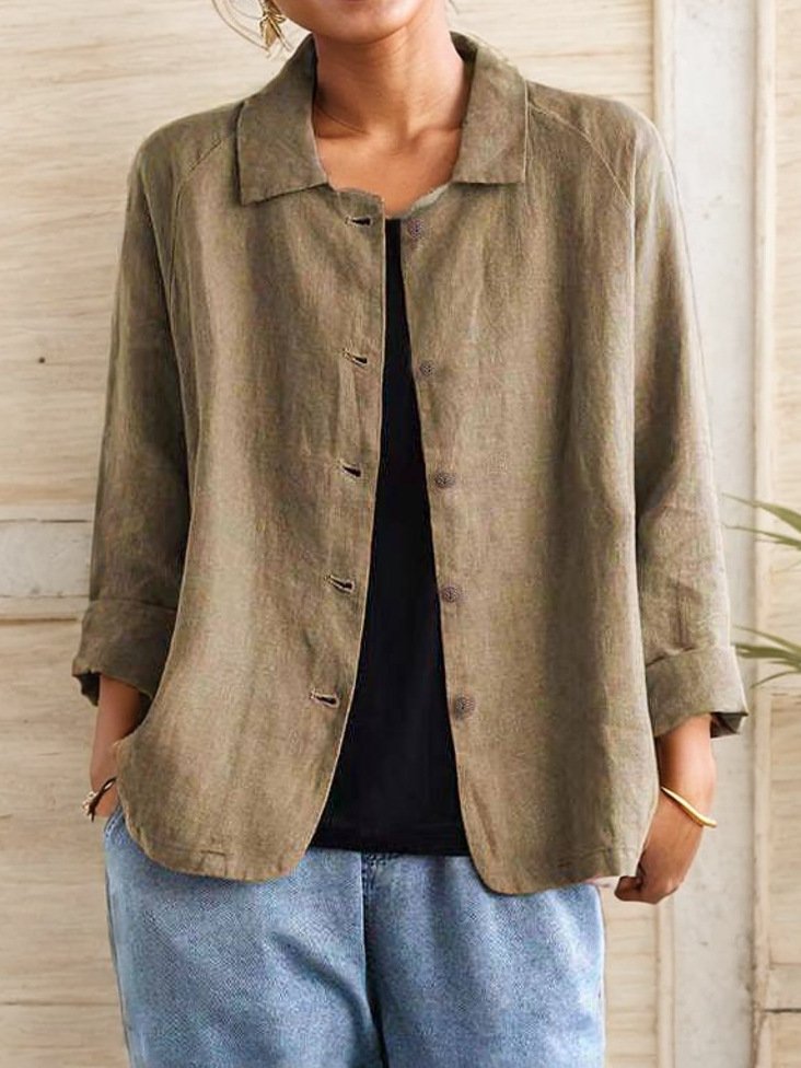 Damen Unifarben Reißverschluss Regelmäßig Weit Jacke