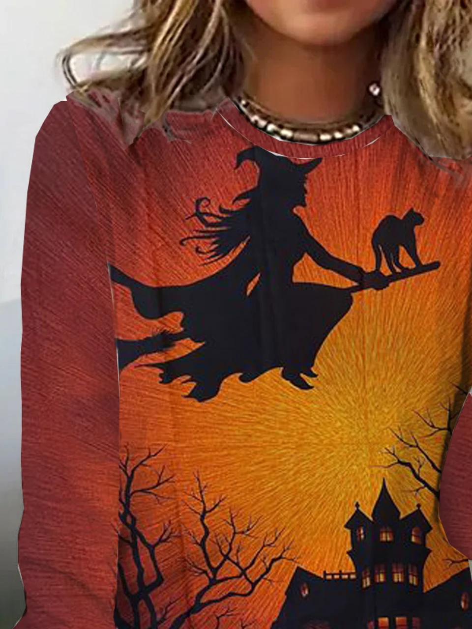 Lässig Halloween Rundhals Langarm T-Shirt