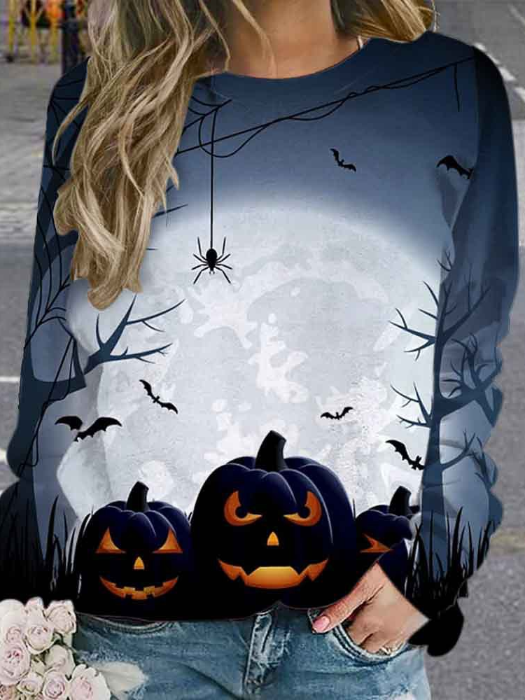 Lässig Rundhals Halloween Sweatshirt