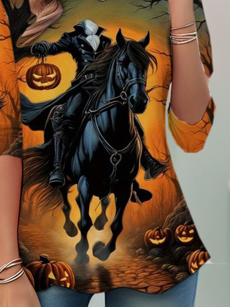 Lässig Halloween Rundhals Langarm T-Shirt