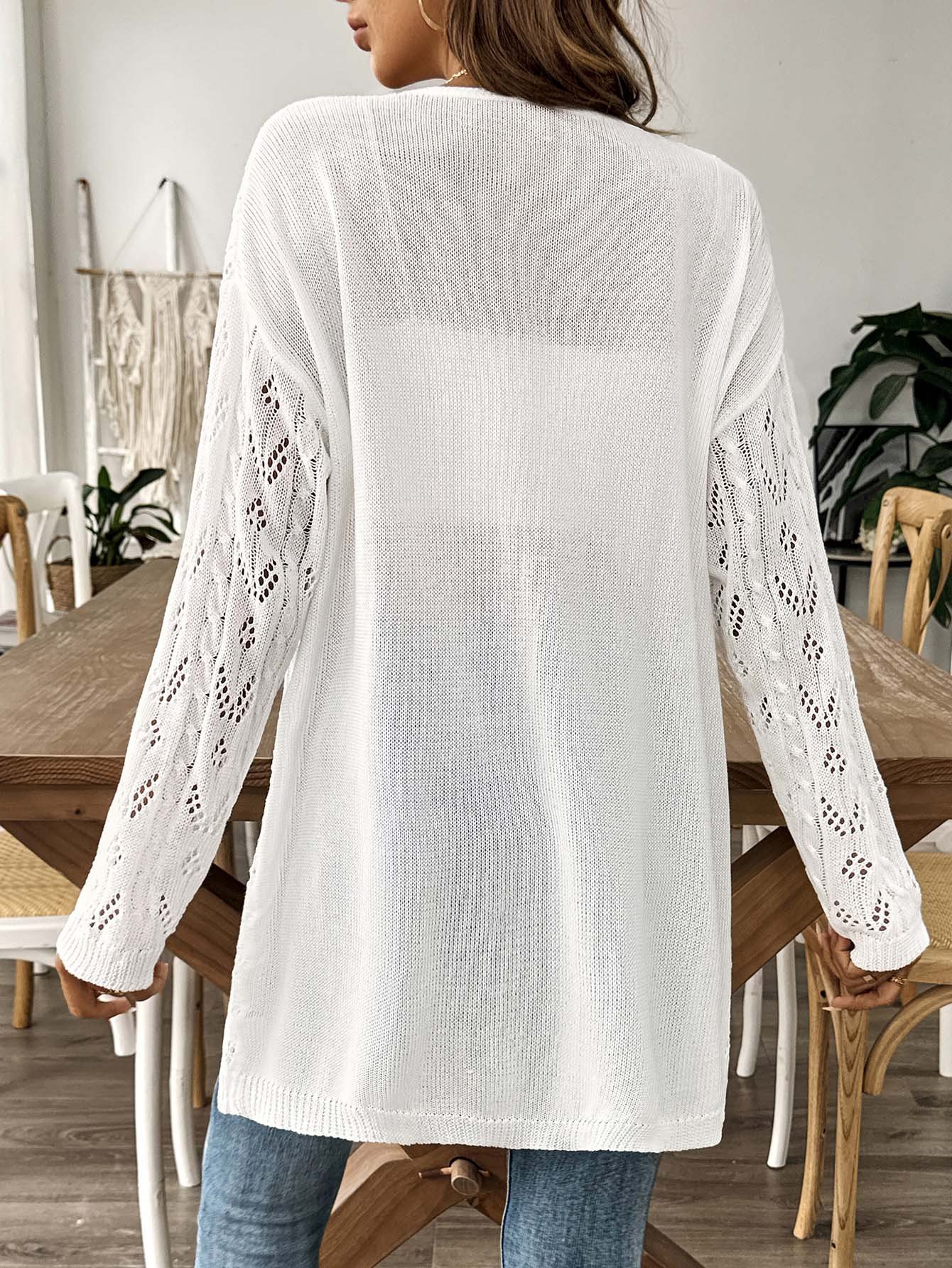 Damen Wolle/Stricken Unifarben Langarm Bequem Lässig Strickjacke
