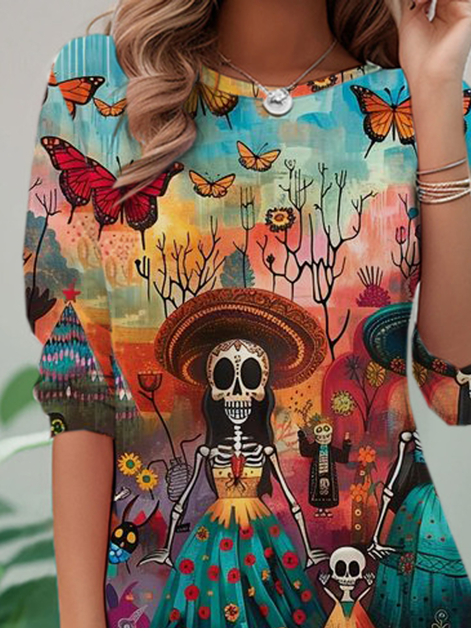 Lässig Halloween Rundhals Langarm T-Shirt
