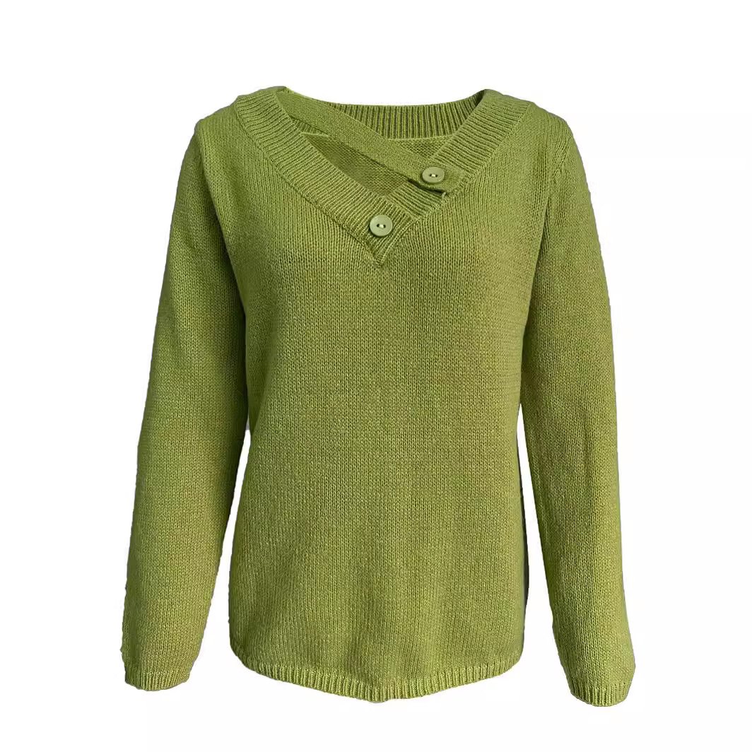 Damen Garn/Wollgarn Unifarben Langarm Bequem Lässig Perlen Pullover