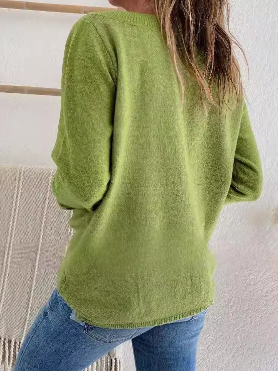 Damen Garn/Wollgarn Unifarben Langarm Bequem Lässig Perlen Pullover