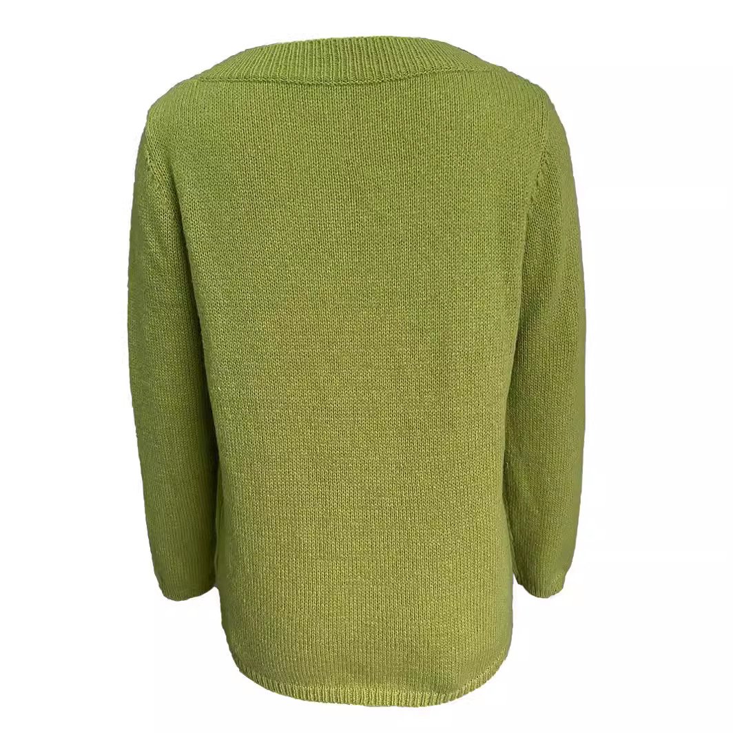 Damen Garn/Wollgarn Unifarben Langarm Bequem Lässig Perlen Pullover