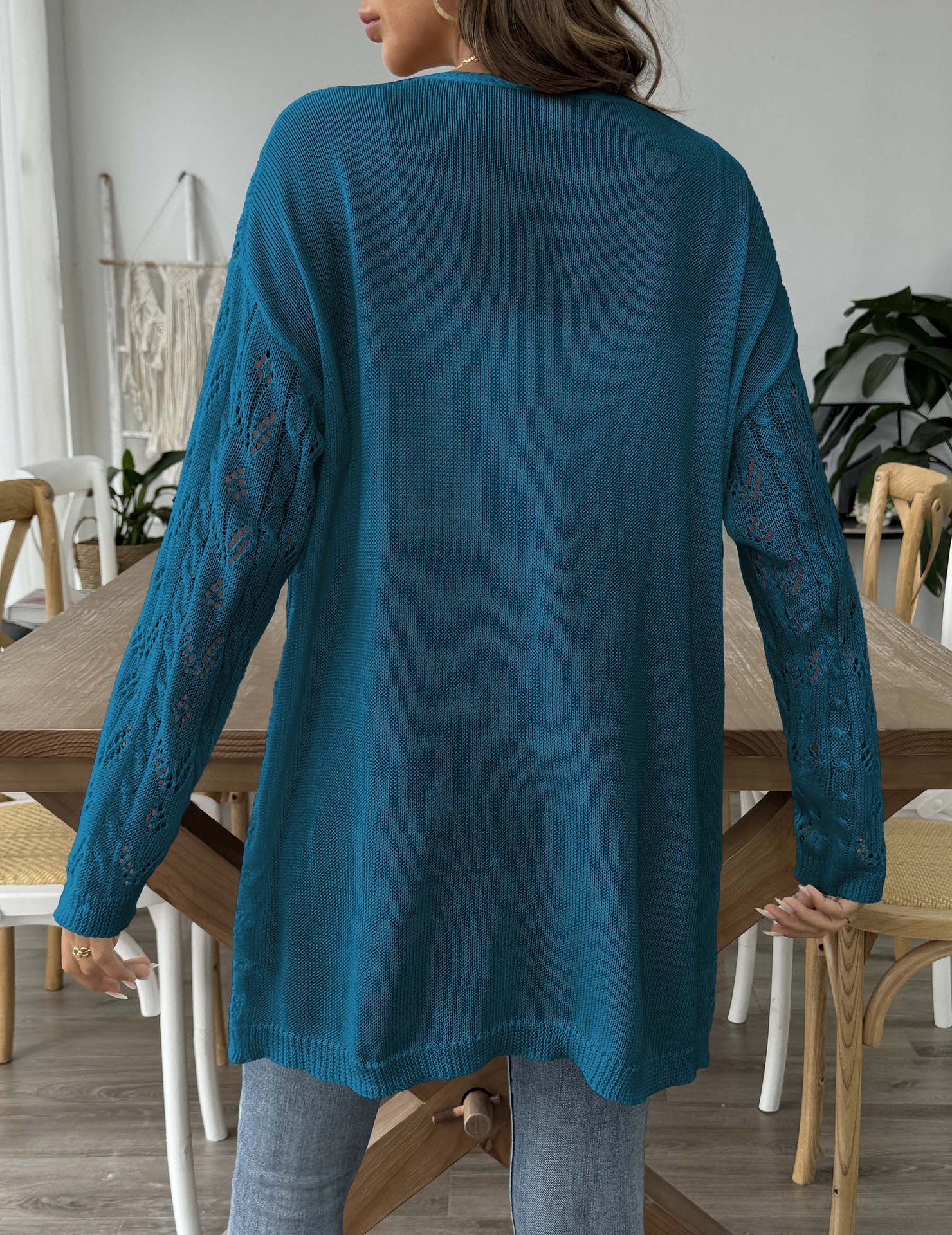 Damen Wolle/Stricken Unifarben Langarm Bequem Lässig Strickjacke