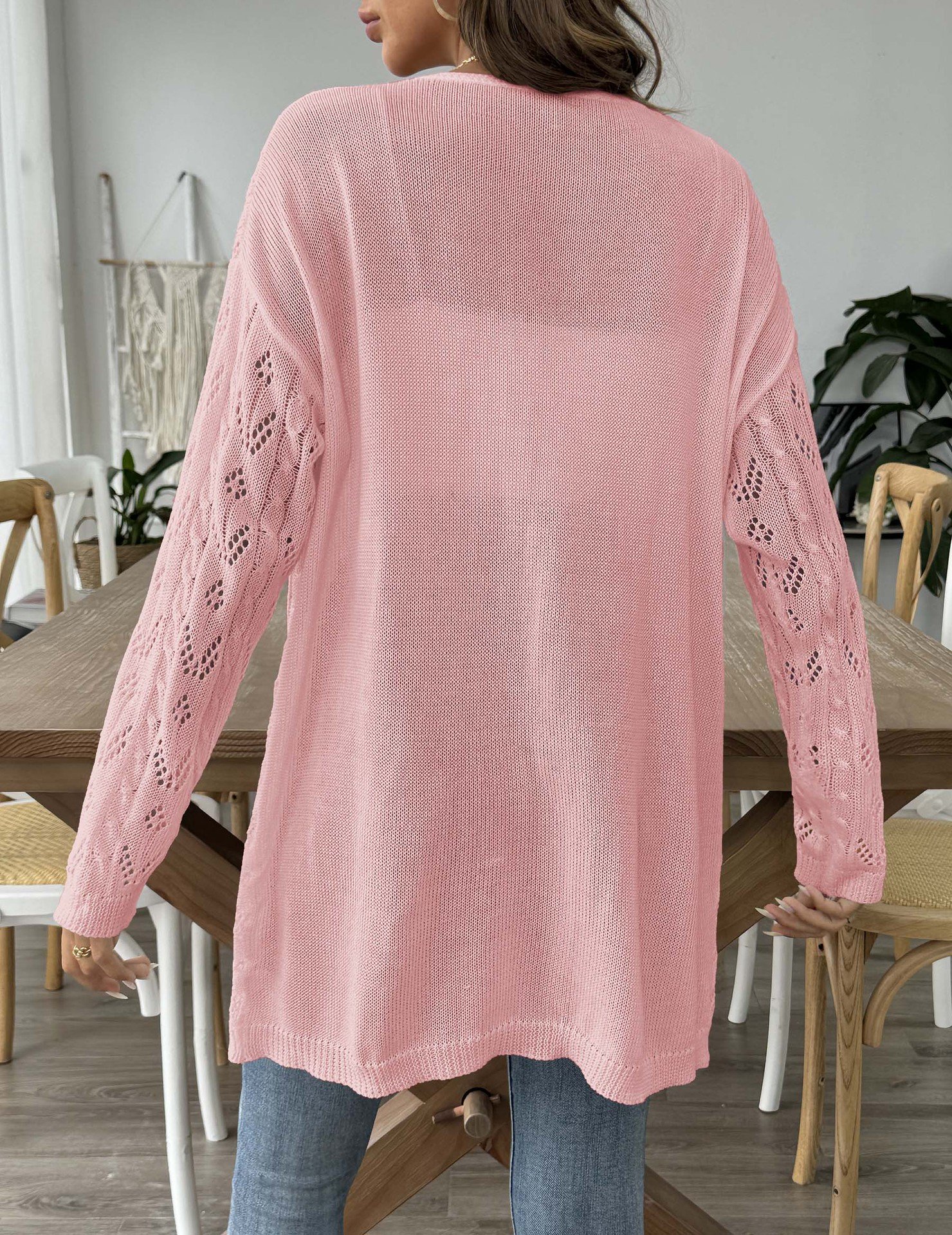 Damen Wolle/Stricken Unifarben Langarm Bequem Lässig Strickjacke