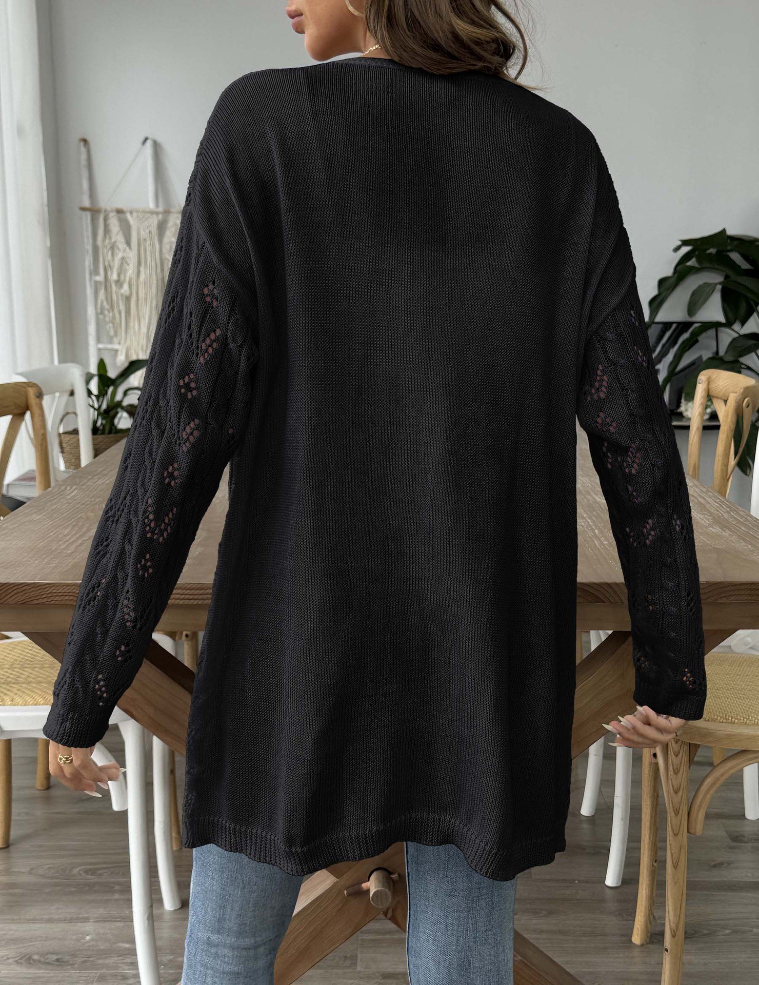 Damen Wolle/Stricken Unifarben Langarm Bequem Lässig Strickjacke
