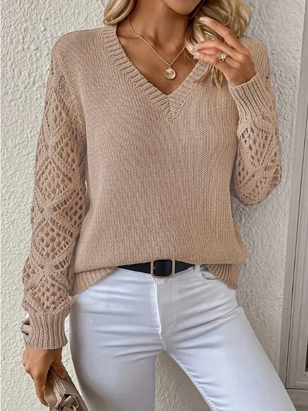 Damen Garn/Wollgarn Unifarben Langarm Bequem Lässig Pullover