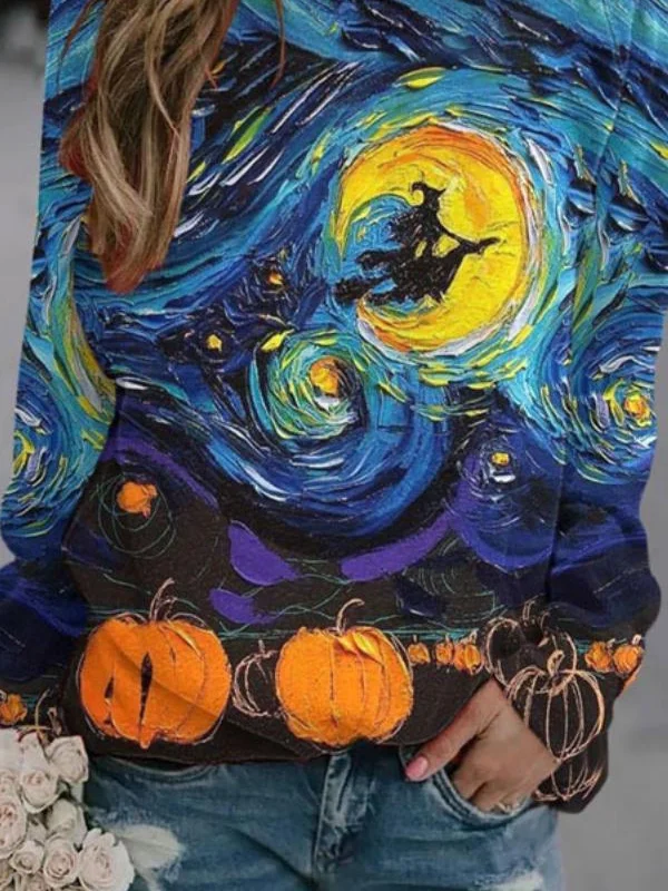 Lässig Rundhals Halloween Sweatshirt