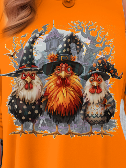 Retro Halloween Rundhals Langarm T-Shirt