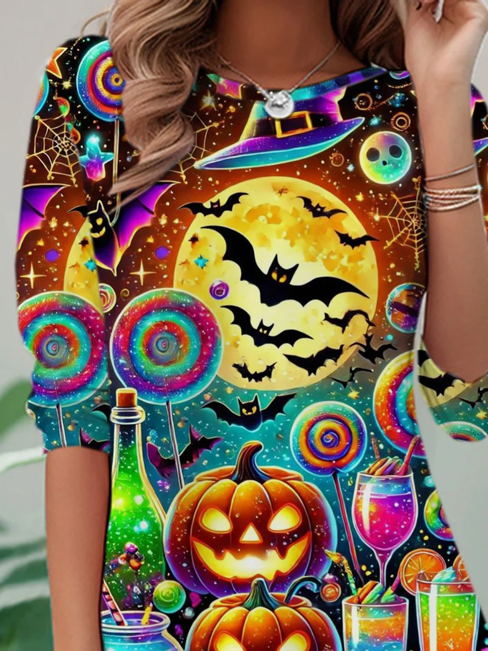 Lässig Halloween Rundhals Langarm T-Shirt