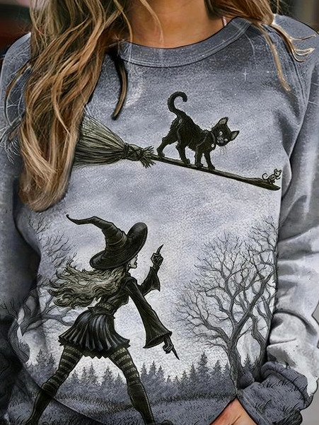 Lässig Rundhals Halloween Sweatshirt