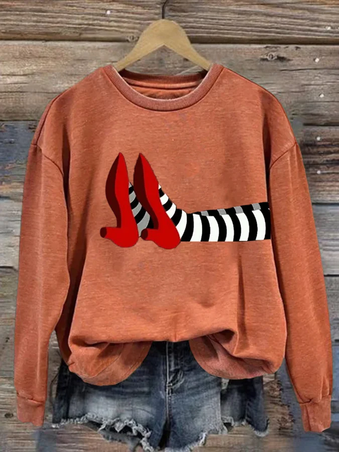 Retro Rundhals Halloween Sweatshirt Print