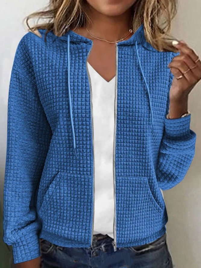 Damen Unifarben Geknöpft Regelmäßig Weit Jacke
