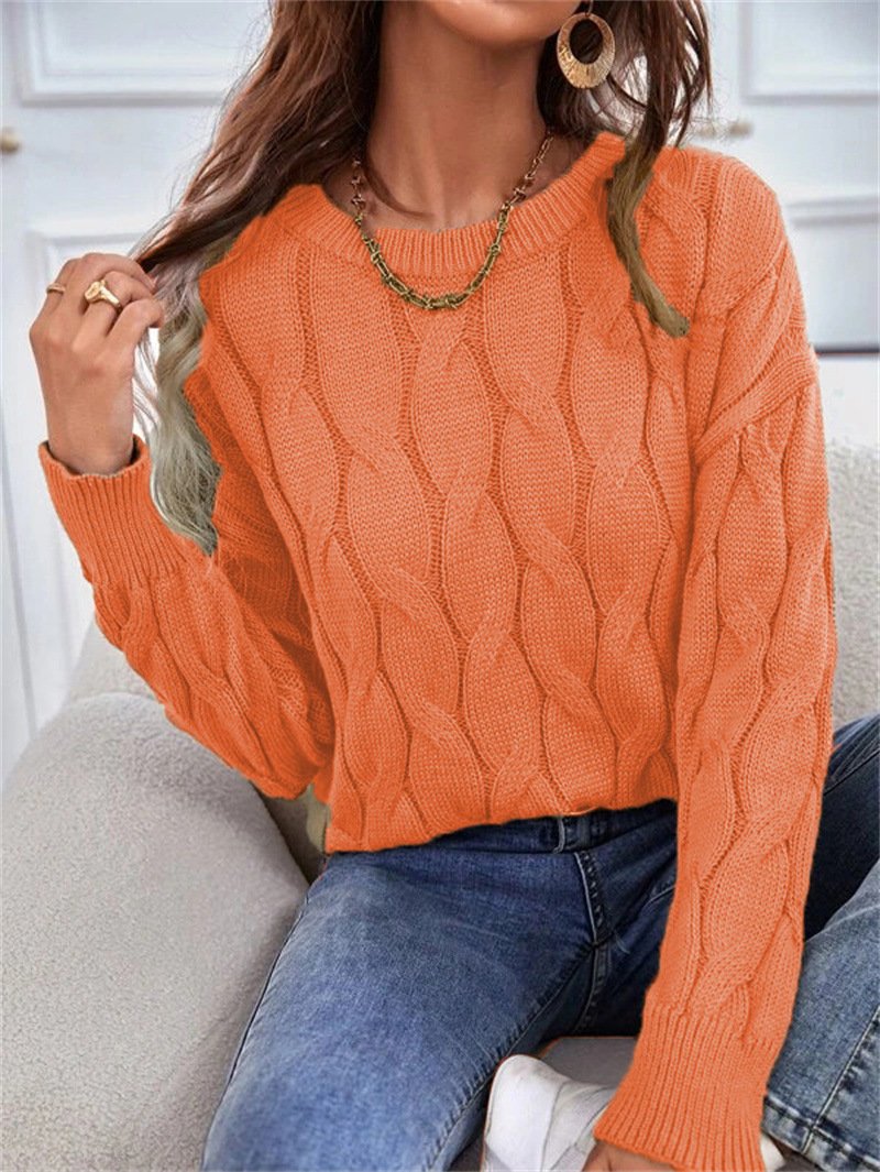 Damen Garn/Wollgarn Unifarben Langarm Bequem Lässig Pullover