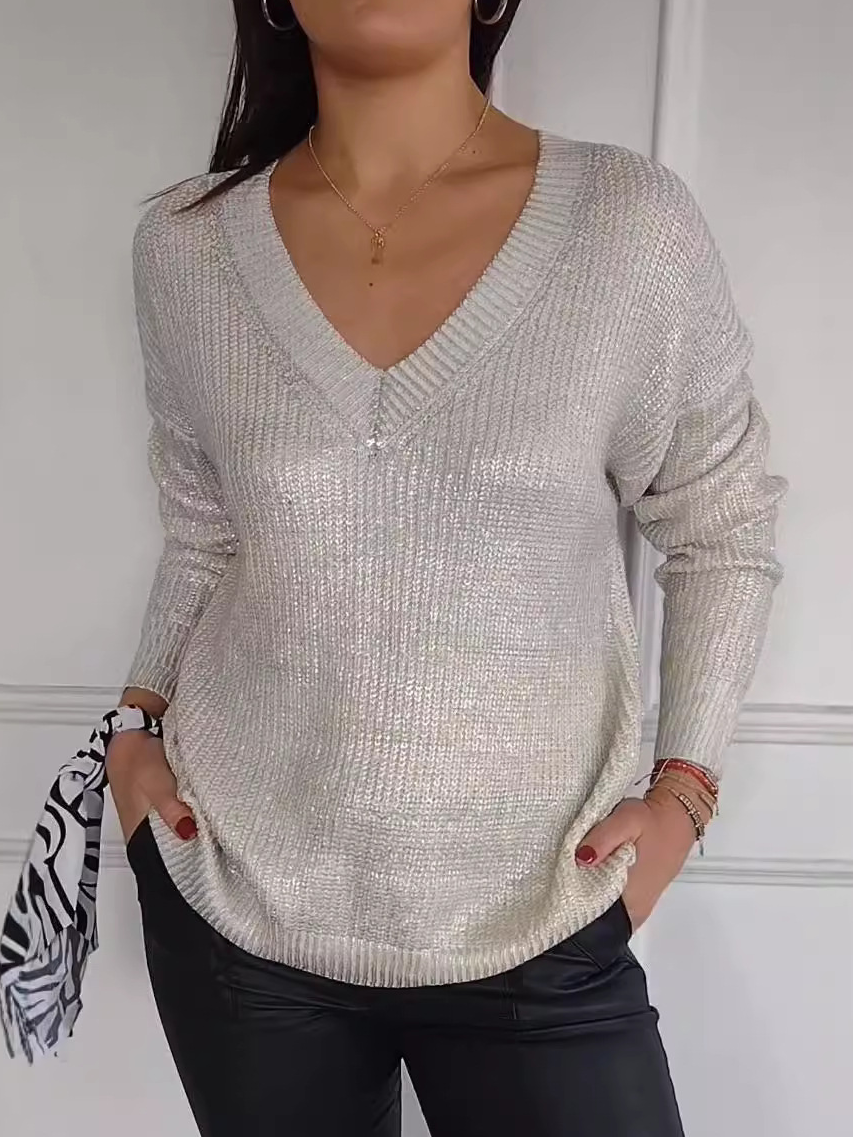 Damen Garn/Wollgarn Unifarben Langarm Bequem Lässig Pullover