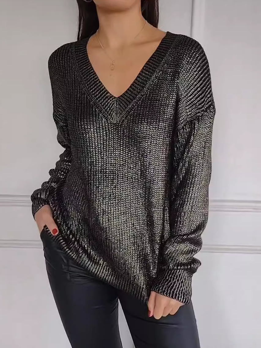 Damen Garn/Wollgarn Unifarben Langarm Bequem Lässig Pullover