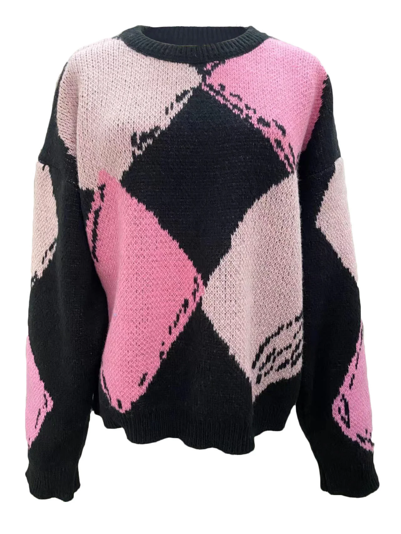 Damen Garn/Wollgarn Geometrisch Langarm Bequem Lässig Pullover