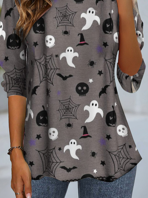Lässig Halloween Rundhals Langarm T-Shirt