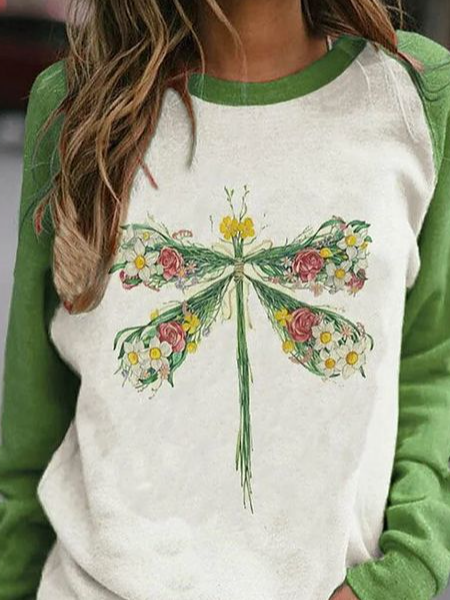 Lässig Rundhals Libelle Sweatshirt