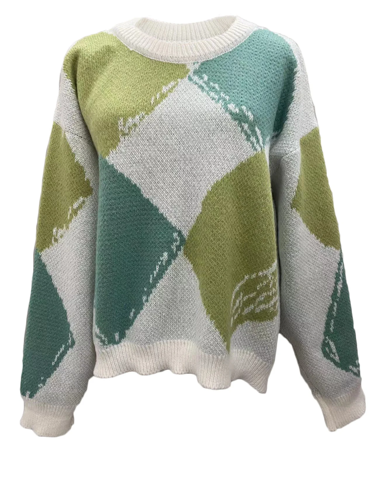 Damen Garn/Wollgarn Geometrisch Langarm Bequem Lässig Pullover