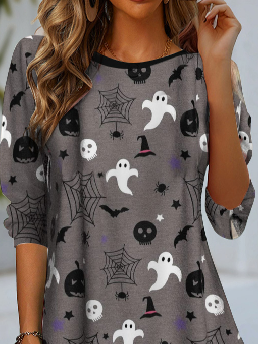 Lässig Halloween Rundhals Langarm T-Shirt